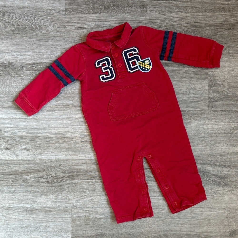 Carter's baby boys red varsity jumpsuit